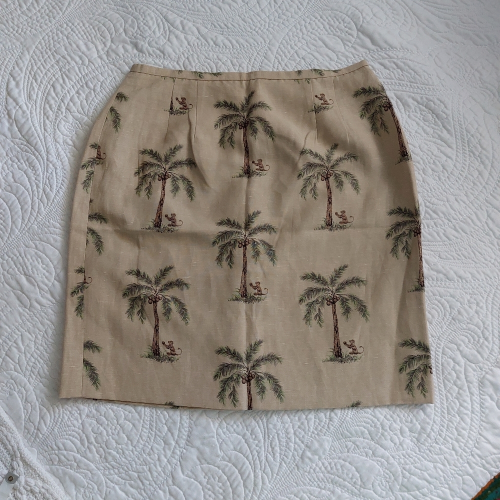 TALBOTS MINI SILK LINEN TROPICAL SKIRT